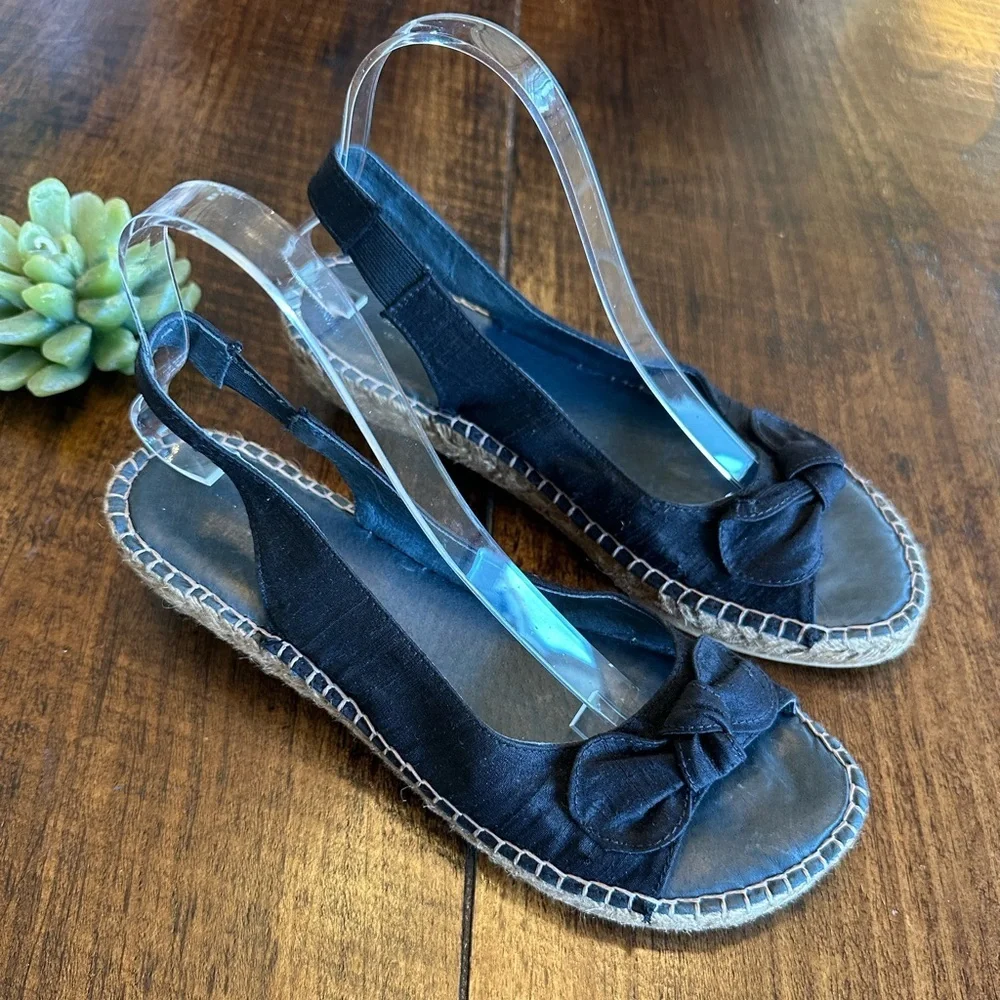 Eric Michael | Made in Spain Black Slingback Kitten Heel Espadrille Shoes